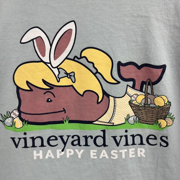 Vineyard Vines T-Shirt Women's M Green Double‎ Sided Easter Logo Pocket Tee - Picture 10 of 11